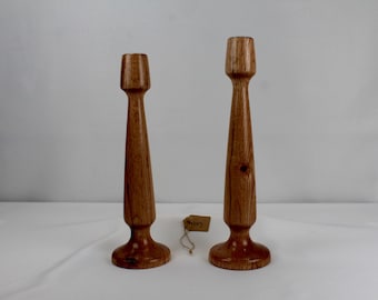 Taper Candle Holders - Pair of Tall, Modern Wooden Candle Stands