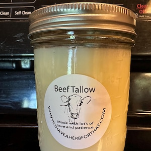 Pure Beef Tallow | Grass-Fed & Grass-Finished | home Hand-Rendered Small Batch | Natural Tallow for Skincare, Soap, Salves, creams, balms
