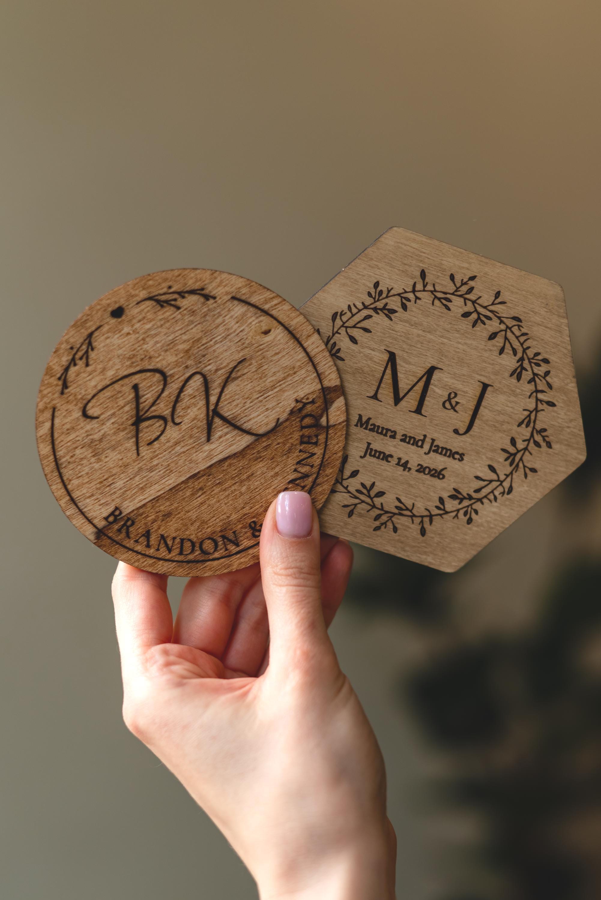 Monogrammed Wedding Favors in Bulk, Personalized Engraved Coasters — free download