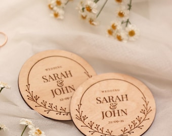 Classic wedding personalized coasters in bulk, monogrammed wedding table decor, custom engraved coasters, unique bridal shower favors
