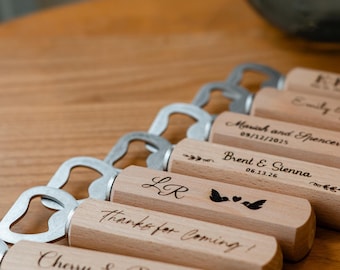 Monogrammed wedding favors in bulk, custom bottle opener gift, classic bachelor party favors, personalized engraved promotional items