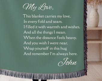 Long Distance Hug Blanket for Boyfriend or Girlfriend, Personalized Couple Custom Name Gift, Romantic Long Distance Gift, Missing You Gifts