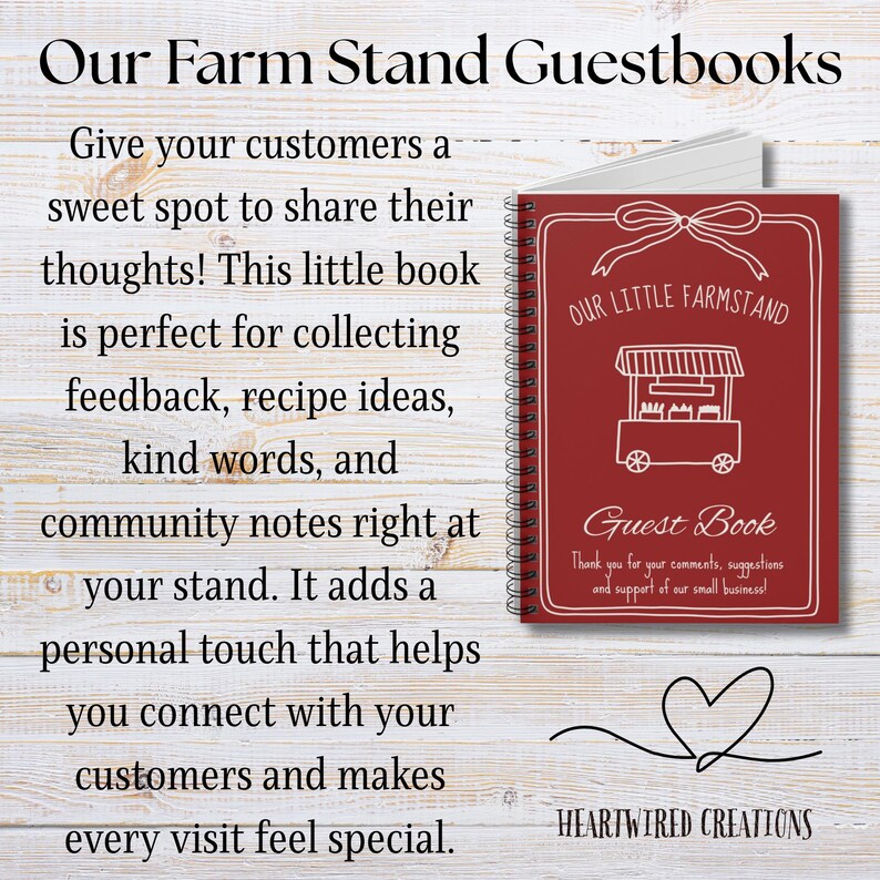 Customizable Farm Stand Guestbook, Fresh Produce and Baked Goods Farmstand Guest Book, Farmer Market Customer Suggestions Notebook image 6