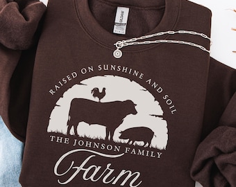 Sudadera personalizada para familia de granjeros, con nombre y ropa de ganadería, regalo para ganaderos locales de pollos y ganado, con logotipo de Homesteading.