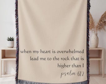Gift for Christian Women, Psalm 61:2 Scripture Blanket, Faith Throw, Support Cancer Patient Gift for Comfort