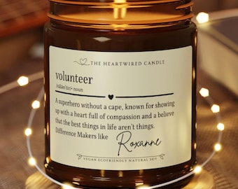 Personalized Bulk Volunteer Gift, Custom Candle, Corporate Staff Thank you Gifts, Coworker Gift, PTA, PAC Team Appreciation Gift, vlt08