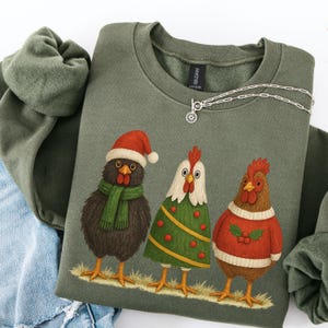 Chicken Christmas Sweater, Rooster Ugly Xmas Sweatshirt, Chicken Lover Christmas Gift, Funny Farm Holiday Sweater, Farmhouse Winter Pullover