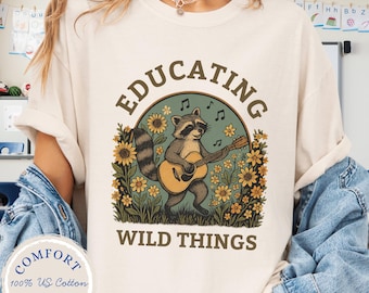 Outdoor  Education Shirt, Funny Homeschool Mom Raccoon Tee, Nature School Teacher Gift, Cottagecore Forest School TShirt, Unschooling Tee