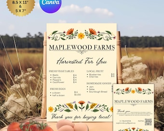 Paquete de letreros editables para puestos de granja, opciones de pago con lista de precios, imprimibles con escaneo para pagar, código QR para agricultores, lista de precios del mercado de agricultores