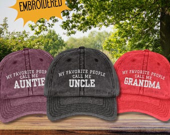 Personalized Embroidered Auntie Hat, Perfect Gift for New Aunts, My Favorite People Call Me Auntie Cap, Embroidery Gift from Niece