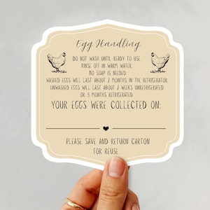 Egg Handling Stickers, Fresh Eggs Handling Instructions, Vintage-Style Sale Labels For Chicken Farmers Market Supplies, Farm Stand Sticker