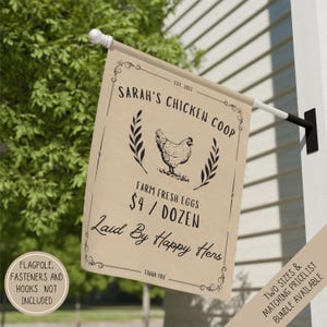 Customizable Chicken Farm Banner, Personalized Fresh Farming Eggs Flag, Backyard Chicken Lover Gift, Fresh Eggs for Sale Sign, Chicken Flag