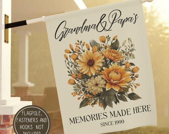 Personalized Garden Banner for Grandma and Grandpa, Grandparents Yard Sign, Custom Garden Flag Gift for Nana and Papa, Memories Made Here