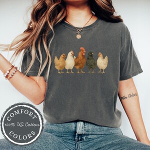 Chicken Shirt, Chicken Watercolor Art Tshirt for Chicken Lovers, Farm Life Tee, Vintage Rooster Tee, Chicken Mama Homestead, Comfort Colors
