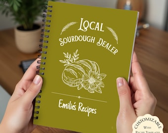 Libro de recetas personalizado para panaderos de masa madre, regalo personalizado para panaderos, regalo personalizable para agricultores, distribuidor local de masa madre