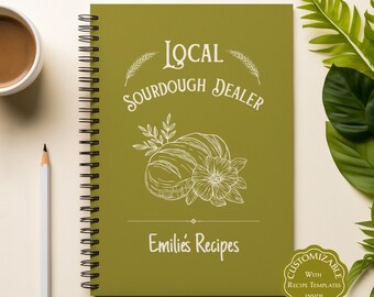 Libro de recetas personalizado para panaderos de masa madre, regalo personalizado para panaderos, regalo personalizable para agricultores, distribuidor local de masa madre