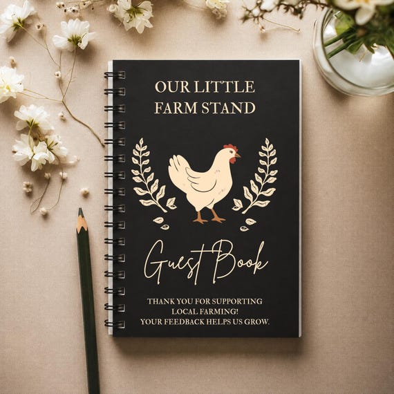 Customizable Farm Stand Guestbook, Farmstand Suggestions Book, Farmer Market Customer Suggestions Notebook, Rustic Chicken Cover, CBGF1