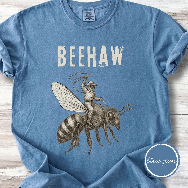 Beekeeper Shirt, Honey Bees Tee, Apiculture Retro TShirt, Dark Academia Comfort Colors, Beehaw, Bee Lover Gift, Funny Bee-Wrangler T-shirt Blue Jean
