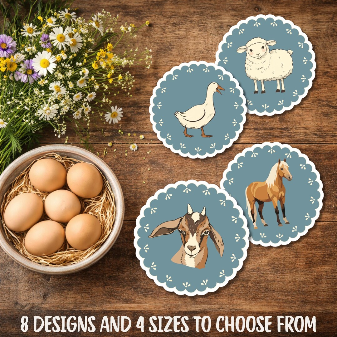 Farmhouse Chicken Sticker, Farm Animal Stickers, Vintage Chicken Pig ...