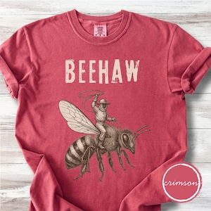 Beekeeper Shirt, Honey Bees Tee, Apiculture Retro TShirt, Dark Academia Comfort Colors, Beehaw, Bee Lover Gift, Funny Bee-Wrangler T-shirt Crimson