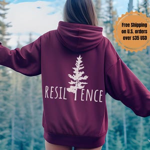 Tall Tree Nature Hoodie, Resilience and Empowerment Oversized Forest Hooded Sweatshirt, Granola Aesthetic Nature Hoodies, Gift for Girl