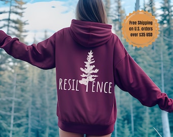 Tall Tree Nature Hoodie, Resilience and Empowerment Oversized Forest Hooded Sweatshirt, Granola Aesthetic Nature Hoodies, Gift for Girl