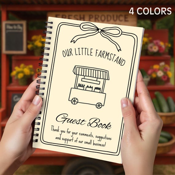 Customizable Farm Stand Guestbook, Fresh Produce and Baked Goods Farmstand Guest Book, Farmer Market Customer Suggestions Notebook