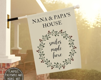 Personalized Garden Banner for Nana and Papa, Grandparents, Custom Garden Flag Gift for Grandma and Grandpa, Customizable Welcome Sign