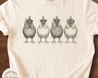 Camiseta retro de pollo, camiseta moderna de granja de gallos, camiseta divertida de granjero, camiseta de animales, camiseta para el Día de la Madre para amantes de los pollos