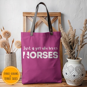 Horse Lover Tote Bag, Gift for Horse Girl, Cowgirl Farm Gift, Farmer Market Tote, Country Horse Riding Bag for Her, Present for Horse Lovers