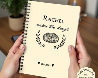 Libro de recetas personalizado para panaderos de masa madre, regalo personalizado para panaderos, regalo personalizable para agricultores, diario de recetas de masa madre