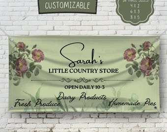 Custom Floral Farm Stand Banner, Country Store Banner, Fresh Eggs Sold Here Banner, Farmers Market Sales Sign, Personalized Farm Display