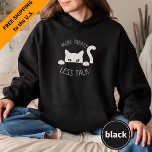 Cute Cat Hoodie, Black Cat Shirt, Cat Lover Gift, Cat Mama Hoodie, Kitty Hooded Sweatshirt, Cat Mom Apparel, Cat Art Hoodies, New Kitten