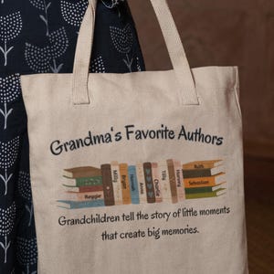 Cartable personnalisé pour grand-mère, cadeau personnalisé pour grand-mère amateur de livres, sac en toile personnalisable pour grand-mère