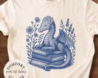 Camiseta vintage de dragón: regalo fantástico para lectores de biblioteca