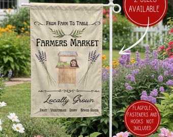 Rustic Farmers Market Banner, Personalized Fresh Farming Produce Flag, Customizable Farm Sign, Gift for Farmer, Fresh Eggs Fruit for Sale