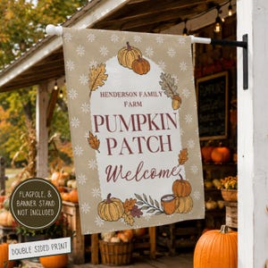 Personalized Pumpkin Patch Farm Stand Flag, Farm Store Fall Decor, Our Little Farmstand Banner, Farmers Market Sign, Autumn Yard Flag