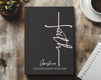Personalized Christian Journal for Men, Bible Notebook, Religious Faith Gift, First Communion Gifts, Pastor Gifts, Custom Prayer Journal