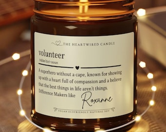 Personalized Bulk Volunteer Gift, Custom Candle for Coworker, Nonprofit Staff Thank you Gifts, Animal Rescue Team Appreciation Gift, vlt08