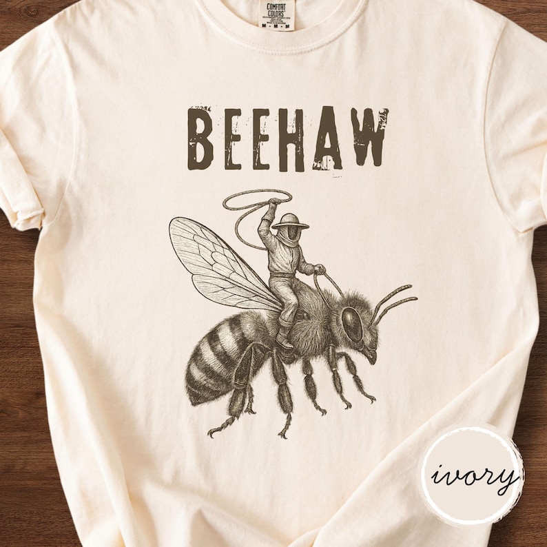 Beekeeper Shirt, Honey Bees Tee, Apiculture Retro TShirt, Dark Academia Comfort Colors, Beehaw, Bee Lover Gift, Funny Bee-Wrangler T-shirt Ivory