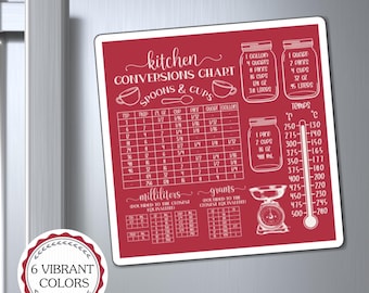 Imán de conversión de cocina, tabla de conversión de imanes para nevera, regalo para estudiantes de cocina, decoración de cocina útil, imán de medidas, regalo para cocineros