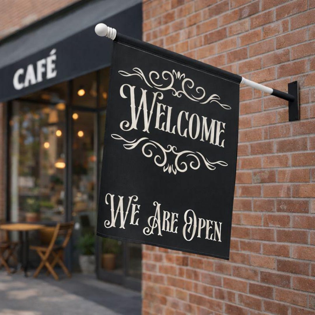 Sign Form Small Welcome Sign for Small Business, Open Flag for Farm Stand, Vintage ...
