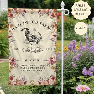 Customizable Chicken Farm Banner, Personalized Fresh Farming Eggs Sale Flag, Backyard Chicken Lover Gift, Chicken Coop Sign, Homestead Flag