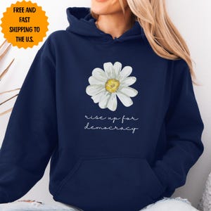 Resistance Hoodie for Activist, Resist Fascism Sweatshirt, Liberal Democracy Hoodie, Anti Maga Apparel, Floral Design, Political Protest