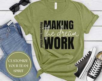 Camiseta de voluntário personalizável, camiseta do time dos sonhos, camiseta combinando com o companheiro de equipe, presente para colega de trabalho, camiseta com nome, camiseta de trabalho personalizada, vestuário da empresa