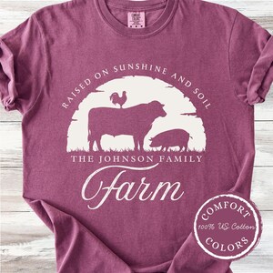Personalized Farm Family Shirt, Name with Est. Cow Farming Apparel, Gift for Local Chicken and Cattle Farmer, Homesteading Logo T-Shirt