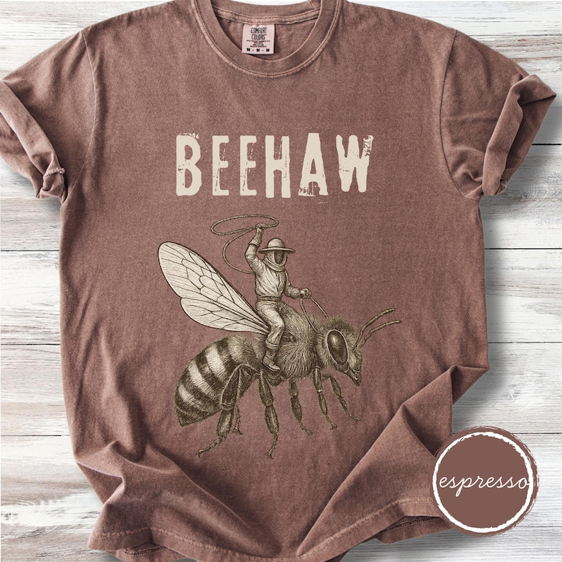 Beekeeper Shirt, Honey Bees Tee, Apiculture Retro TShirt, Dark Academia Comfort Colors, Beehaw, Bee Lover Gift, Funny Bee-Wrangler T-shirt Espresso