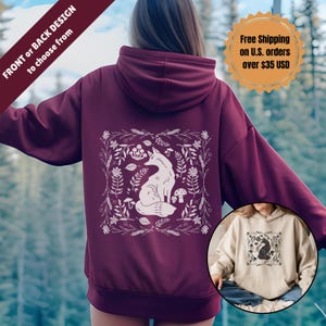 Woodland Hooded Sweatshirt, Fox Cottagecore, Forestcore Shirt, Oversized Forest Hoodie, Granola Girl Aesthetic Floral Wildflower Hoodies