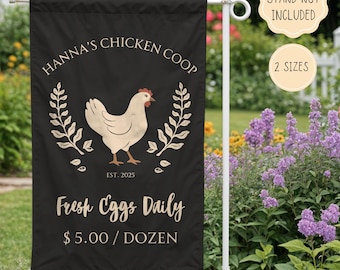 Granja personalizada, pancarta personalizable de granja avícola, bandera personalizada de huevos frescos de granja, regalo para amantes de las gallinas de traspatio, cartel de venta de huevos frescos