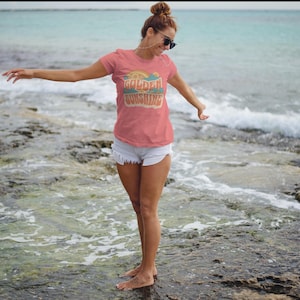 Golden Sunshine Vintage Summer Tee Women Boho Tshirt with Sun Rainbow Floral design unisex garment dyed